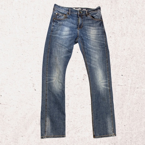 Wrangler Blue Straight-Leg Jeans Classic Denim - Picture 1 of 5